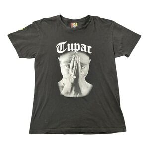 Cross Colours Tupac Shakur Mens Graphic T-Shirt Black Portrait Rap Tee Large